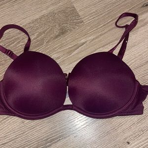VS Pink Super Push-up Bra, Maroon, Size 32B